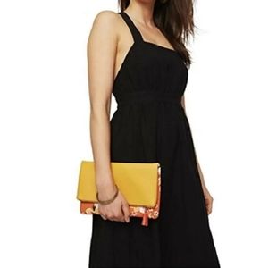 NWOT Rachel Pally Yellow Orange Floral Vegan Clutch